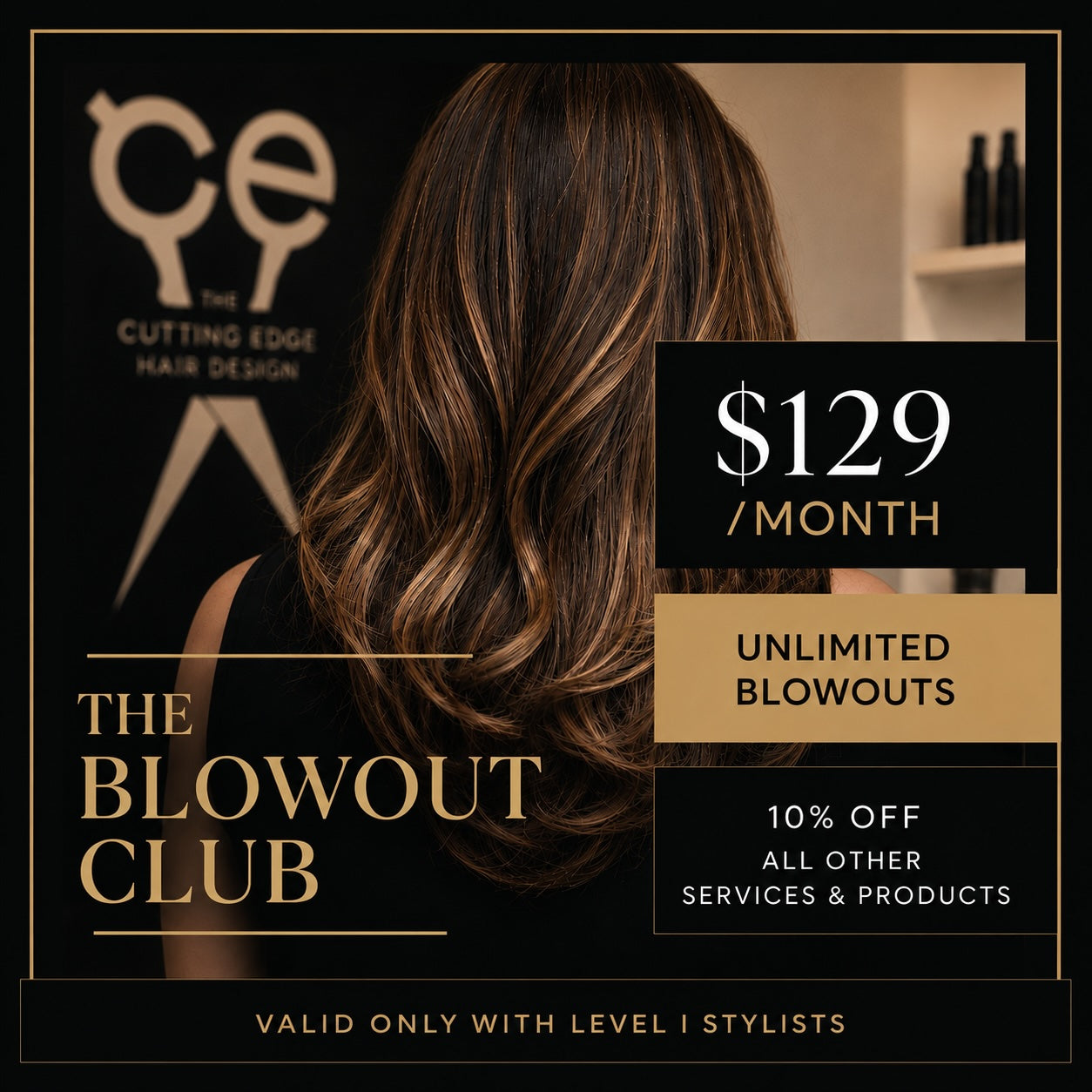 The Blowout Club - unlimited blowouts for $129 a month with our Level I stylists at The Cutting Edge Hair Design, Commack NY