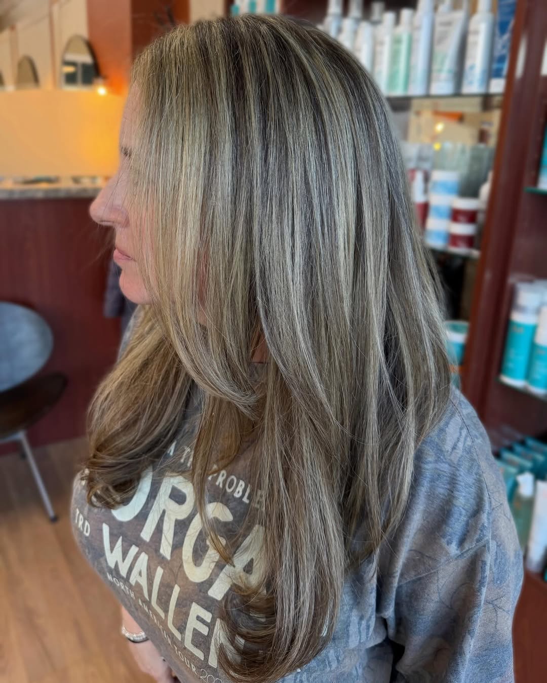 Full highlight, glaze, trim and blowout at The Cutting Edge Hair Design, Commack NY