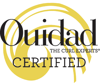 Ouidad Certified Curly Hair Salon badge, The Cutting Edge Hair Design Commack NY